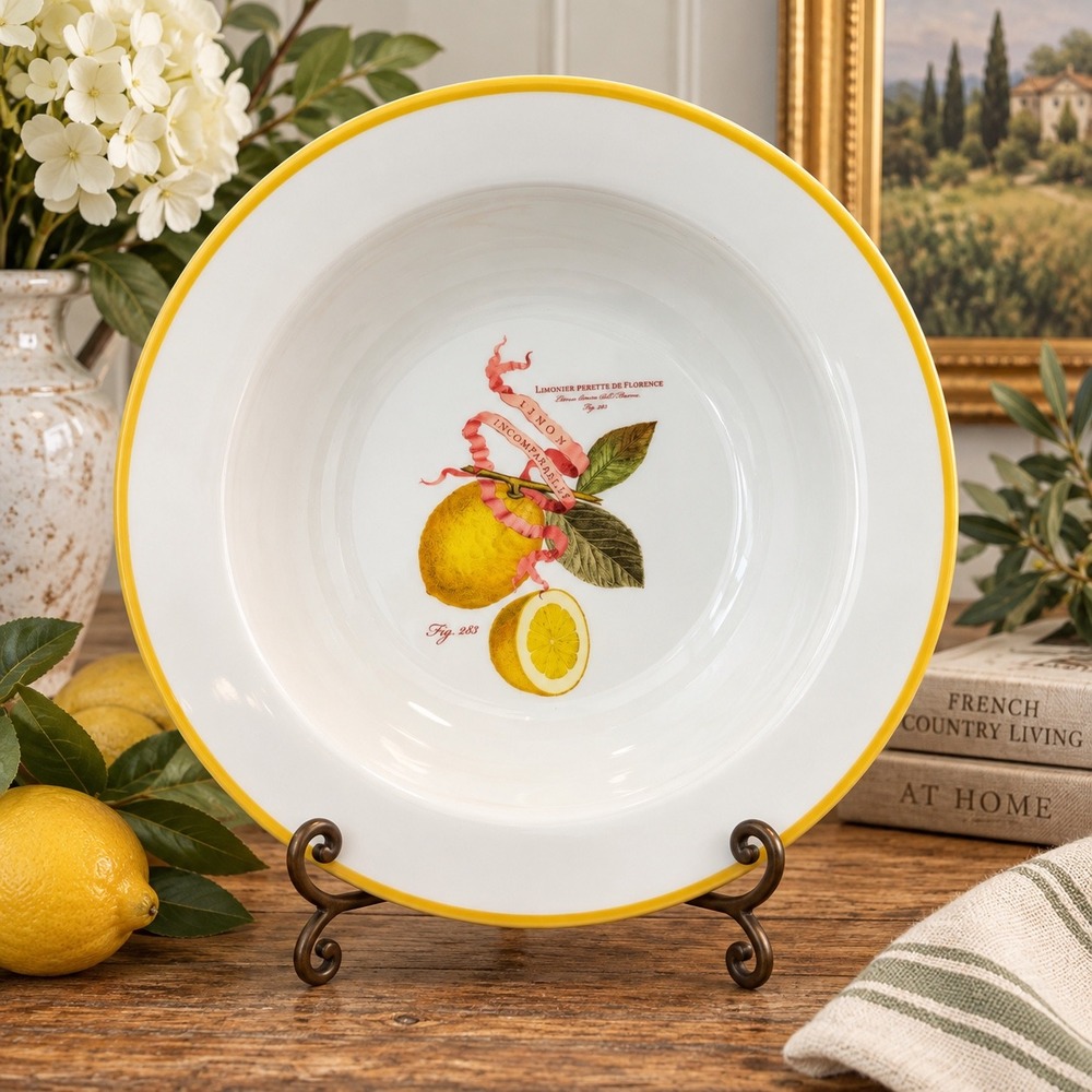 Williams Sonoma Limonier Perette de Florence Botanical Lemon Serving Bowl White